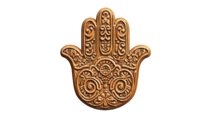 Ornate Hamsa Hand Amulet Isolated on White Background