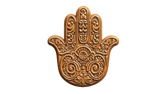 Ornate Hamsa Hand Amulet Isolated on White Background