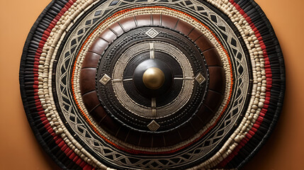 Zulu shield, ethnic african weapon, club and spear