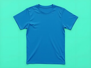 Blue t - shirt mockup on a green background