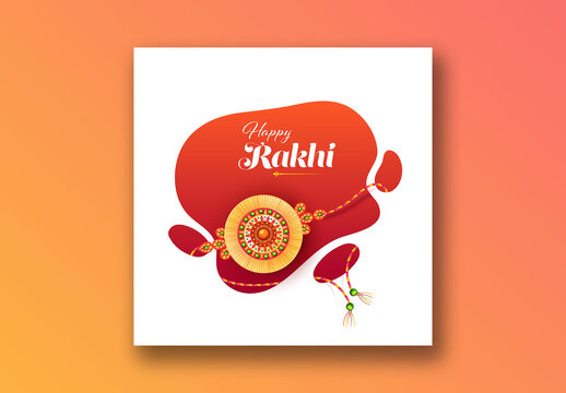Happy Rakhi Social Media Post with Beautiful Wristband (Sacred Thread), Editable Design.