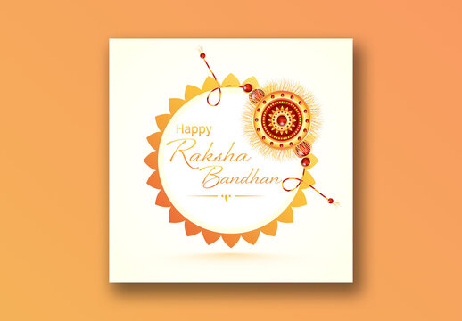 Happy Raksha Bandhan Social Media Post with Beautiful Wristband (Sacred Thread), Editable Design.