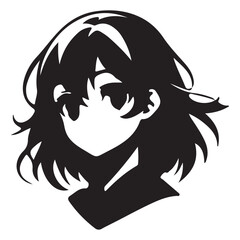 silhouette head boy anime avatar image vector illustration
