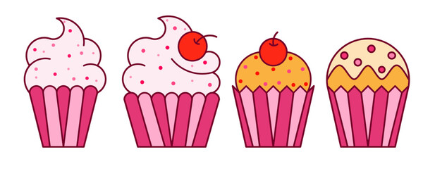 cupcakes sweet dessert icon sheet vector illustration/ muffins icon sheet vector