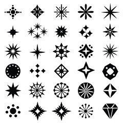 black and white icons set