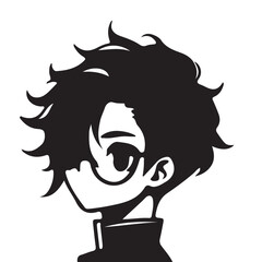 silhouette head boy anime avatar image vector illustration