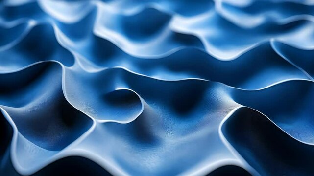 Abstract blue waves, flowing fabric texture