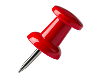  Classic Red Push Pin in Upright Position, PNG Isolated