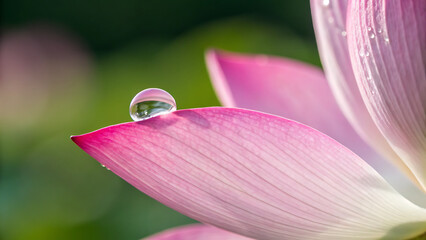 Lotus Rainy Season beautiful lotus flower petal glistens with droplet of water during rainy season, showcasing nature delicate beauty