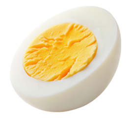 Half of a hard-boiled egg on transparent background