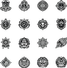 Collection of Glyph Style Nautical Symbols 

