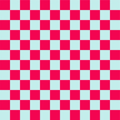 Vibrant checkered pattern background featuring alternating squares of red and light blue color, adding a playful touch