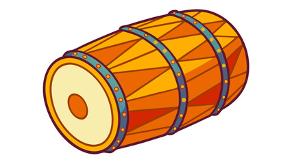 Vibrant Dhol Drum Indian Musical Instrument Bold Colors Detailed Design Festive Art