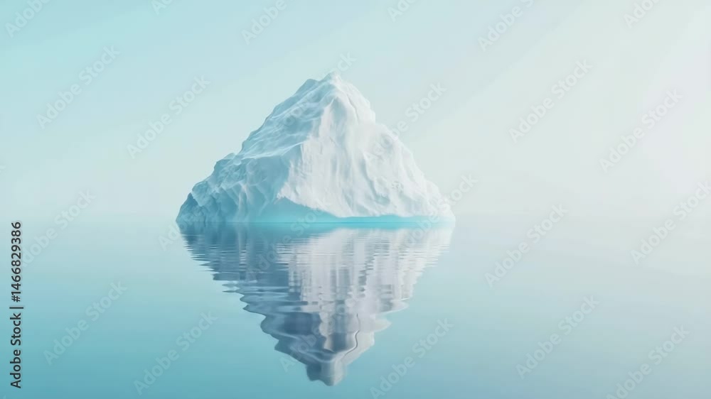 Aufkleber large iceberg floating on calm ocean water reflecting on a clear day, with its massive structure dom