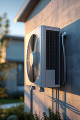 Air-source heat pump mounted near the house 