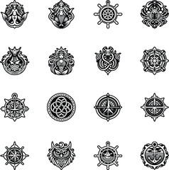 Set of Filled Style Ocean Adventure Icons 


