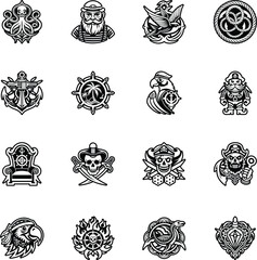 Set of Filled Style Ocean Adventure Icons 


