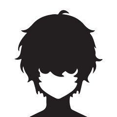 silhouette head boy anime avatar image vector illustration