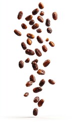 Falling dates against white backdrop