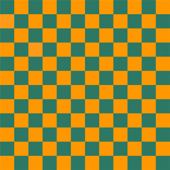 Classic Chequered Background with Orange and Teal Alternating Squares