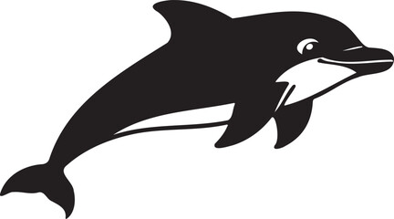 Dolphin silhouette vector artwork, cute dolphin