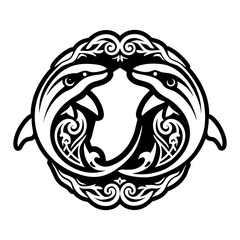 A filled style icon of dolphin tattoo