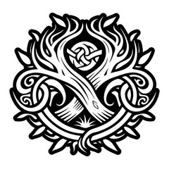 A filled style icon of driftwood symbol