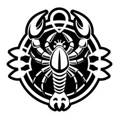A glyph style icon of crustacean tattoo