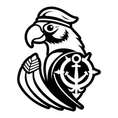 A glyph style icon of parrot symbol