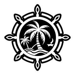 A solid style icon of palm tree tattoo