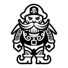 A filled style icon of pirate character tattoo