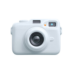 Simple white digital camera icon isolated on transparent background for media presentations or technology articles.