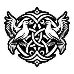 A filled style icon of seagulls tattoo