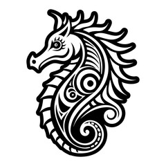 A glyph style icon of seahorse tattoo © creativestall