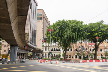Obraz premium Typical street in the city center in Kuala Lumpur Malaysia.