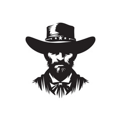 Modern Old West Sheriff Vector Silhouette, Lawman Legacy, Frontier Justice, Western Authority, Cowboy Spirit, Rugged Protector, Classic Western Hero.
