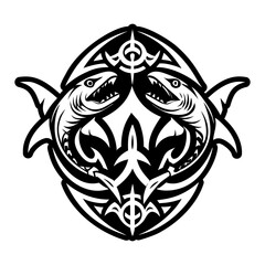 A solid style icon of fish tattoo