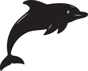 Dolphin silhouette vector artwork, cute dolphin
