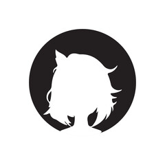 silhouette head boy anime avatar image vector illustration