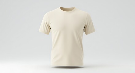 Beige T-shirt mockup template isolated on white background