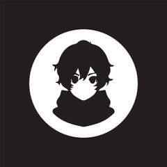 silhouette head boy anime avatar image vector illustration