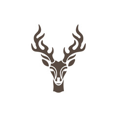Deer Head Silhouette with Antlers – Wildlife Logo Vector Design


