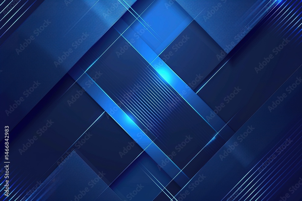 Poster abstract blue geometric design with sharp lines and shadows creating depth and dimension