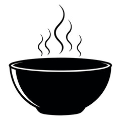 Simple illustration of a steaming hot bowl of soup.