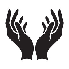 Hands Reaching Upward Silhouette Vector Graphic Symbolizing Offering or Help