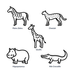 Fototapeta premium African Iconic Mammals Icon Silhouette