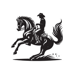 Rodeo Performer Vector Silhouette, Cowboy Skills, Rodeo Action, Wild West Event, Rodeo Athlete, Western Rodeo, Cowboy Performance, Bull Riding.
