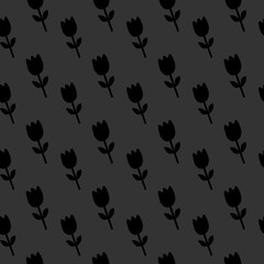 Black Tulip Floral Pattern Seamless Design Floral Pattern Seamless Flower Pattern