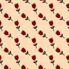 Red Tulip Floral Pattern Seamless Design Floral Pattern Seamless Flower Pattern