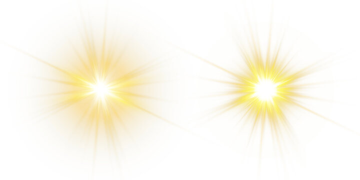 Vector transparent sunlight with sun glare. Overlay, Sun rays and glare, Sun, sunrays, light transitions, lens flare, light leaks and glare in PNG format. PNG sunlight flare. Golden flash and glare.